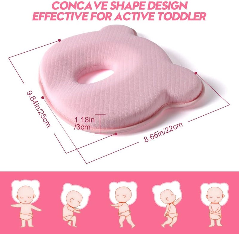 Rancy Memory Foam Travel Pillow,Portable Cute Cartoon Bear Soft and Cozy Pillow (Pink) - Image 4